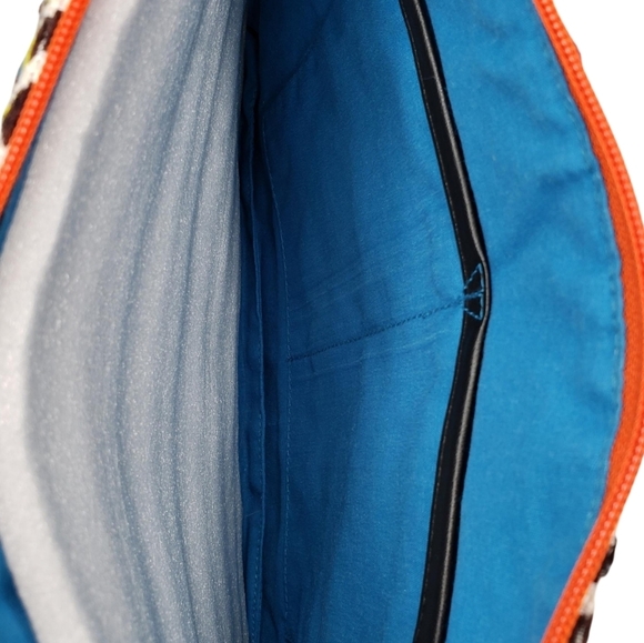 Steve Madden | Bohemian Blue Orange Embroidered Fringe Geometric Clutch Women's - Picture 6 of 9